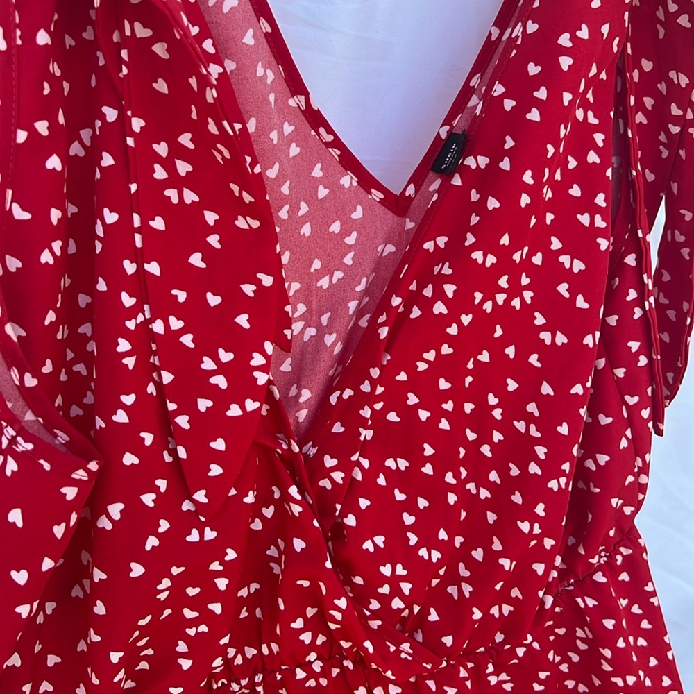 Tie sleeve wrap dress, elastic waste